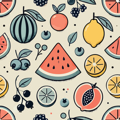 Fancy Fruit Print Design Background in Vector