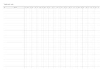 A year plan template with a simple and minimal style. Note, scheduler, diary, calendar, planner document template illustration.