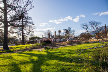 Homes destroyed in the Altadena wildfires in Altadena California USA