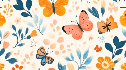 Delicate butterfly and floral pattern