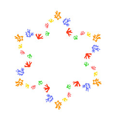 Star frame from colorful corals. Small corals. Sea life elements.