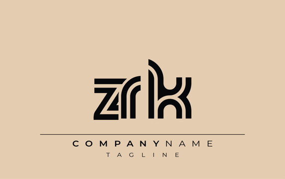 ZRK Creative Unique Modern Letter Logo Design. Stylized logo featuring a unique letter design, presenting abstract minimalist aesthetics and modern appeal.