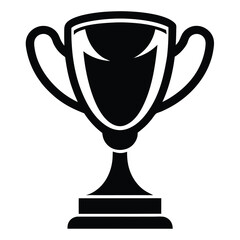Black Award Trophy Icon with Handles and Base, Representing Victory and Achievement