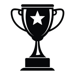 Black and White Trophy with Star Icon Isolated Achievement Symbol Victory