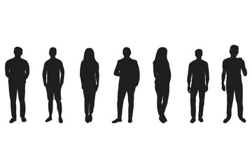 silhouette of girls and boys standing