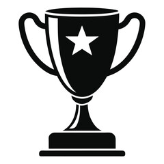 Trophy Cup with Star Icon Illustrating Victory, Achievement, and Success in Black