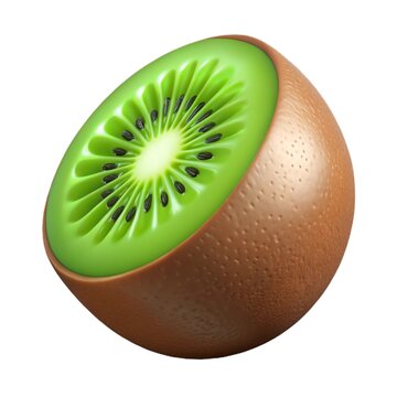 recommend clip art: 3D a ripe fresh kiwi friut cut. 3d render icons in realistic plastic style isolated on white background. 3d image