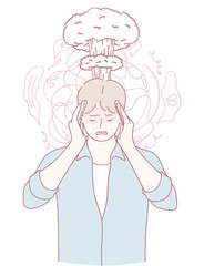 An illustration depicting stress and mental overload through visuals that showcase various emotions and feelings