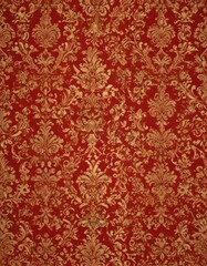 Intricate red & gold damask, regal seamless vector pattern , vintage, art, gold