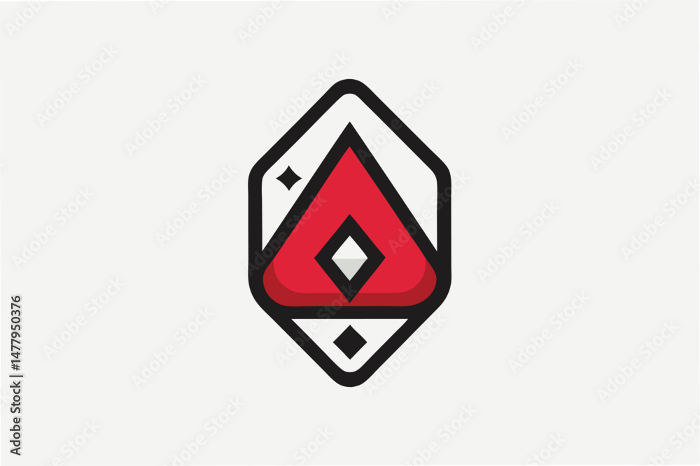 Leinwandbilder modern geometric vector illustration featuring a bold diamond shape in red and white tones with dist