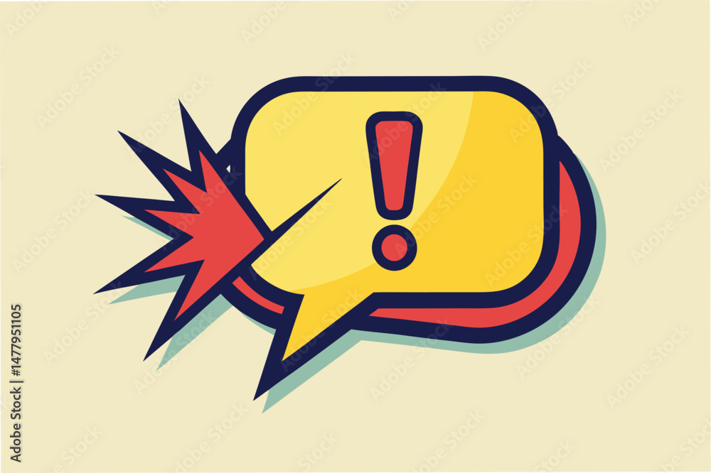 Fototapete colorful vector illustration of a speech bubble with an exclamation mark for emphasis in design or c