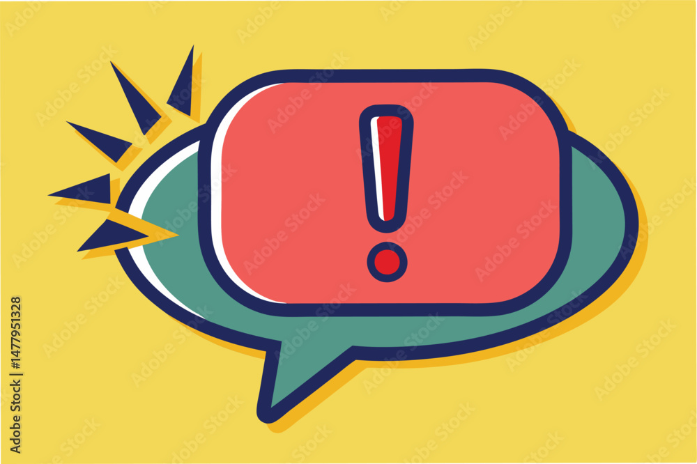 Fototapete colorful vector illustration of a speech bubble with an exclamation mark for emphasis in design or c