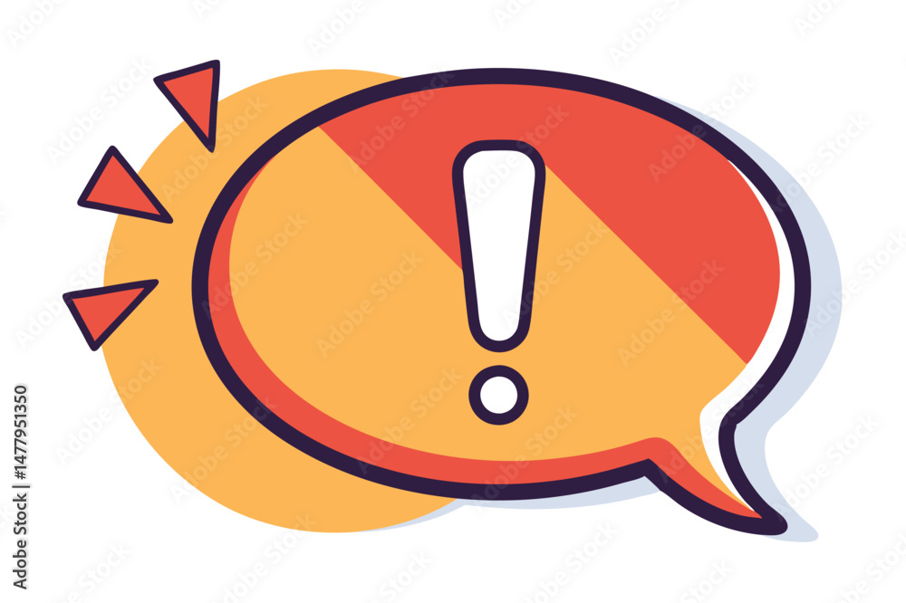 Fototapete colorful vector illustration of a speech bubble with an exclamation mark for emphasis in design or c