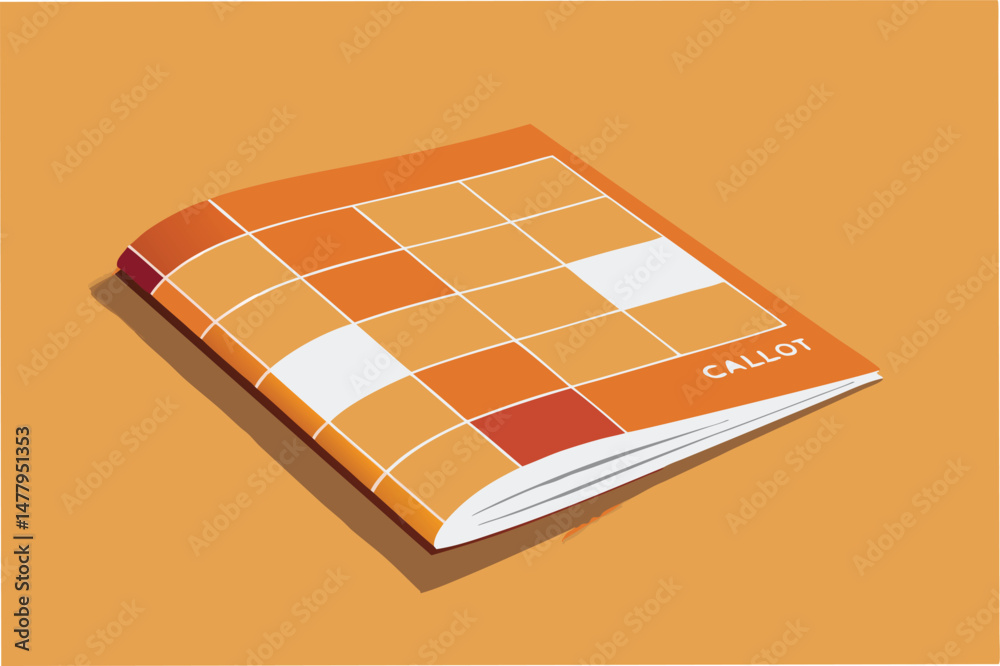Aufkleber colorful vector illustration of a modern booklet design with grid and layout on a vibrant orange bac