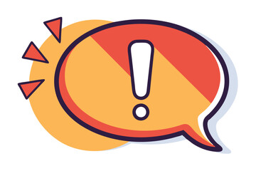 Colorful vector illustration of a speech bubble with an exclamation mark for emphasis in design or communication graphics