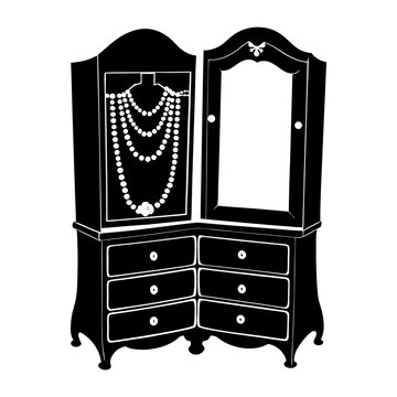 black jewelry cabinet with pearls clip art preview