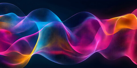 Colorful Abstract Waves Flowing in a Dark Background Space