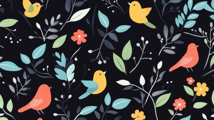 Floral birds seamless pattern (1)