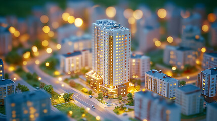 Illuminated City Model at Night