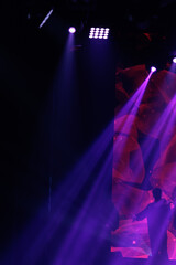 Theatrical scene without actors, scenic light and smoke