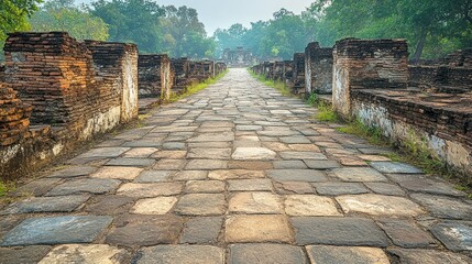 Ancient paved road through historical ruins