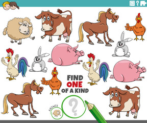 one of a kind puzzle with cartoon farm animals