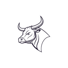 bull silhouette icon. strength and perseverance symbol. vector image of animal