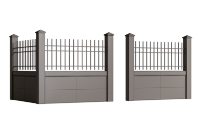 Two sets of metal fencing