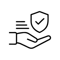 Hand holding security shield icon with check mark  