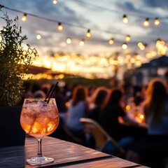 Aperol Spritz Cocktail at Sunset Outdoor Party