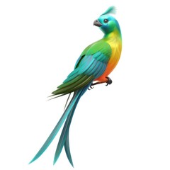 Colorful tropical bird perched, digitally rendered illustration.