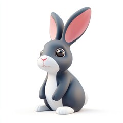 Cute, cartoonish, digital rendering of a sitting rabbit.