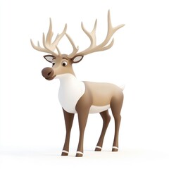 Obraz premium Animated cartoon reindeer presented against a white backdrop.