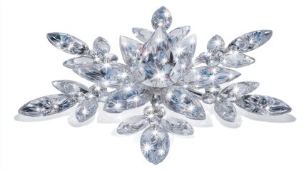 Elegant Crystal Brooch with Sparkling Gemstones and Intricate Floral Design for Fashion Accessories and Jewelry Collection Display