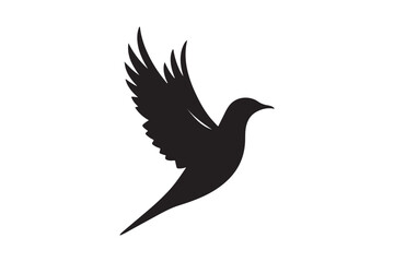 Flying Bird Silhouette Vector Elegant Dove Symbol Design Illustration