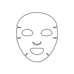 Cosmetic mask sheet for face care. Facial mask line template. Procedure in cosmetology, health care. Vector illustration