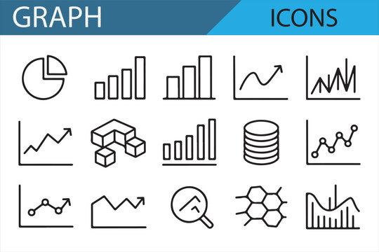 Set of graphical icons for financial and performance analysis
