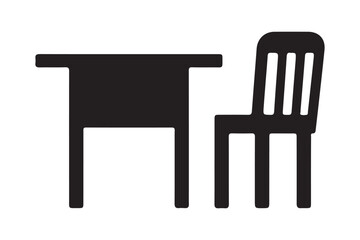Table and Chair Silhouette Icon Minimal Furniture Vector Design