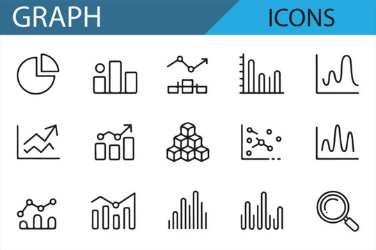 Business graph icons for research, finance, and marketing use