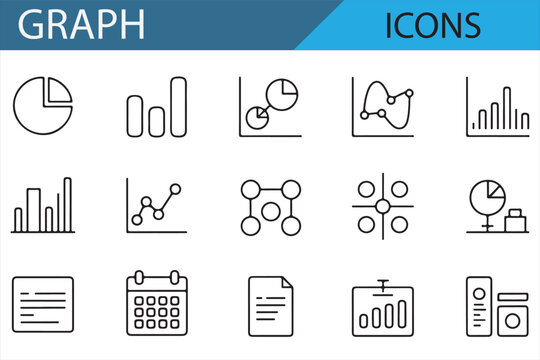 Set of data visualization icons for analytics, business, and research