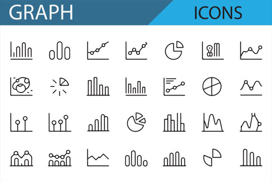 Graph icon set for data visualization and business analysis