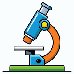 Brightly Colored Cartoon Microscope Illustration for Science Education