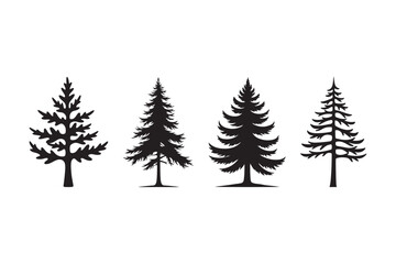 Pine Tree Silhouette Collection Evergreen Forest Vector Set