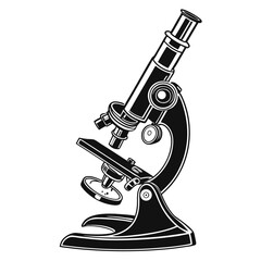 Vintage Style Black and White Microscope Illustration for Science Education