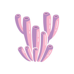 Pink Tube Coral Vector Illustration Cute Underwater Sea Life Design