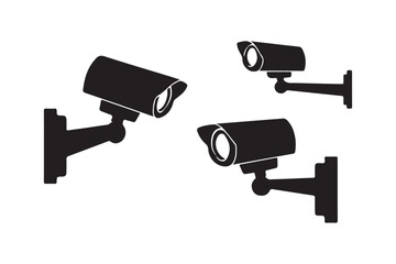 CCTV Surveillance Camera Silhouette Security System Icon Clipart