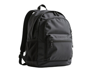 Black backpack for school, travel, on transparent background