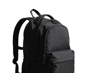 Fototapeta premium Stylish black backpack, ideal for school, transparent background