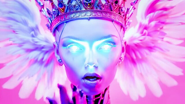 queen future neon eye crown face Hermes