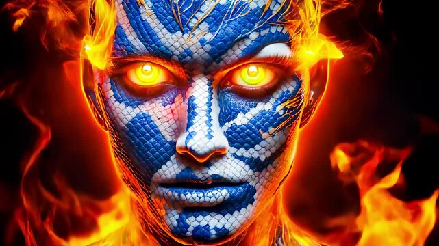 reptilian face skin textured snake head villain